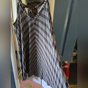 Kini Zamora Black and White Plaid Sleeveless Top